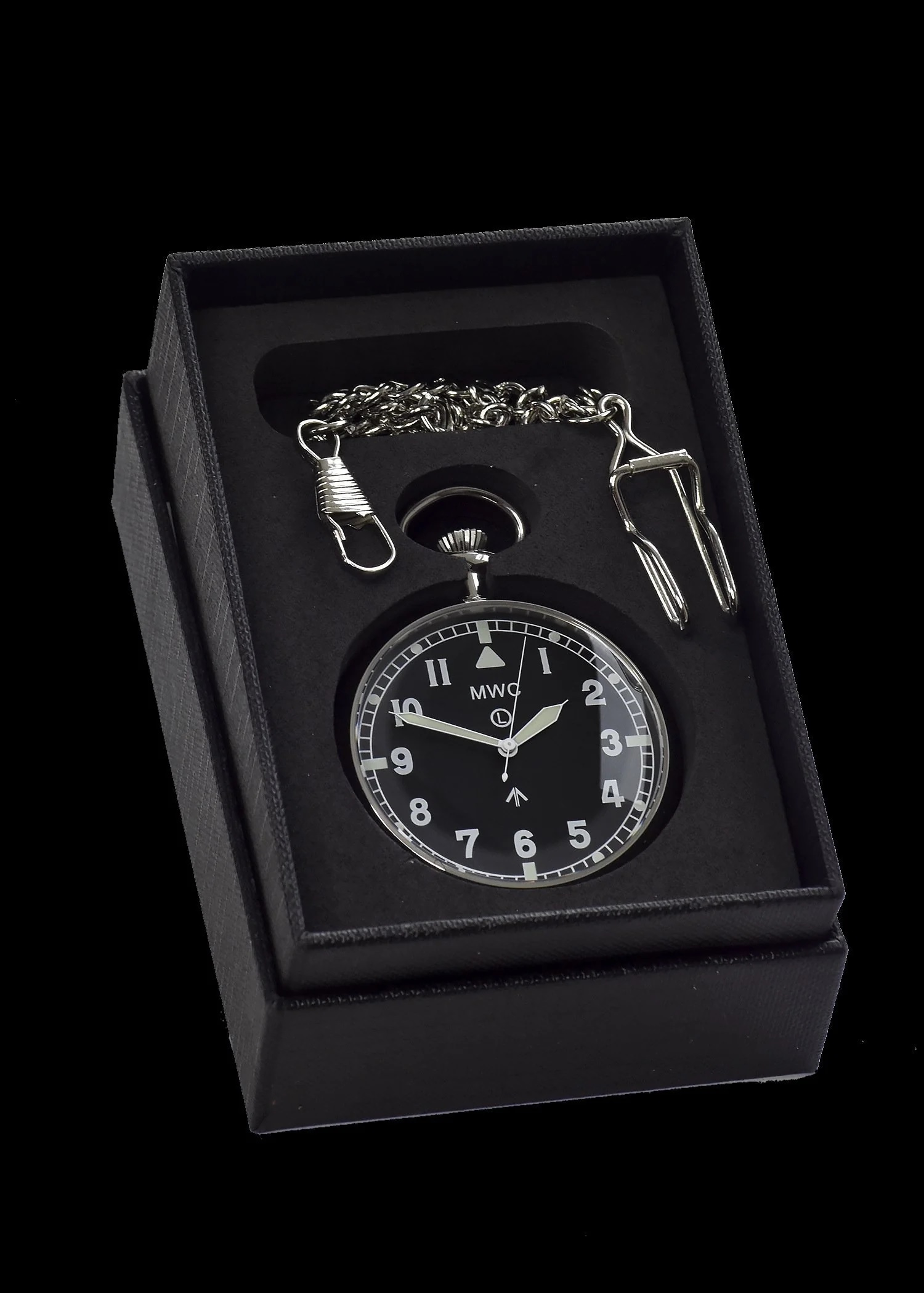 MWC Pocket Watch - General Service Military - Hybrid Movement with Black Dial